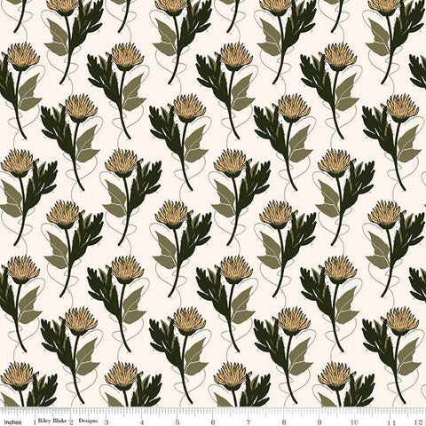 Dancing Daisies Main C14540 Ecru - Riley Blake Designs - Floral Flowers - Quilting Cotton Fabric