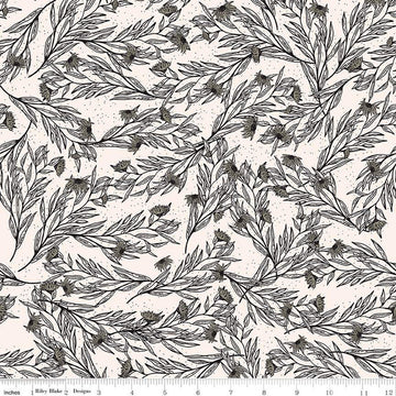 14" End of Bolt - DEAL Dancing Daisies Tangled C14542 Ecru - Riley Blake Designs - Leaves Flowers - Quilting Cotton Fabric