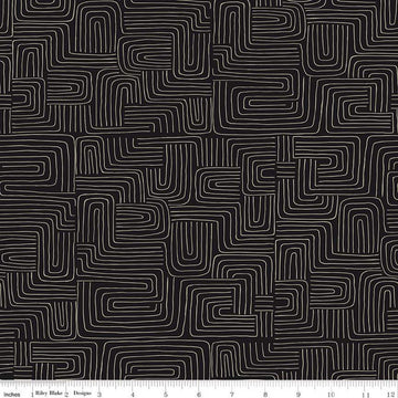 Dancing Daisies Wayward C14546 Carbon - Riley Blake Designs - Meandering Lines - Quilting Cotton Fabric