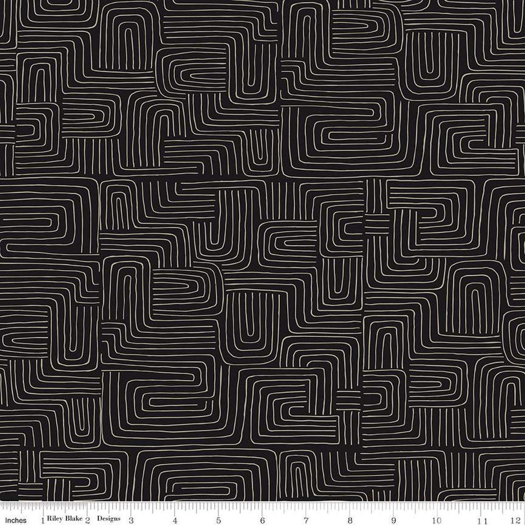 SALE Dancing Daisies Wayward C14546 Carbon by Riley Blake Designs - Meandering Lines - Quilting Cotton Fabric