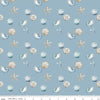14" End of Bolt - Blue Escape Coastal Shell Toss C14513 Blue - Riley Blake Designs - Sea Stars Seashells Shells - Quilting Cotton Fabric