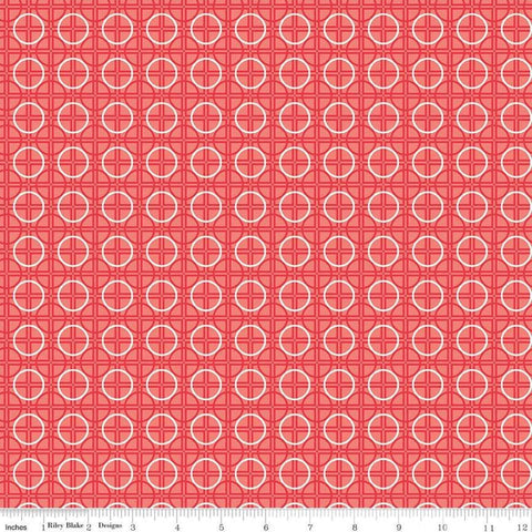 Fat Quarter End of Bolt - CLEARANCE Bee Basics Circle C6407 Red by Riley Blake Designs - Geometric - Lori Holt - Quilting Cotton Fabric