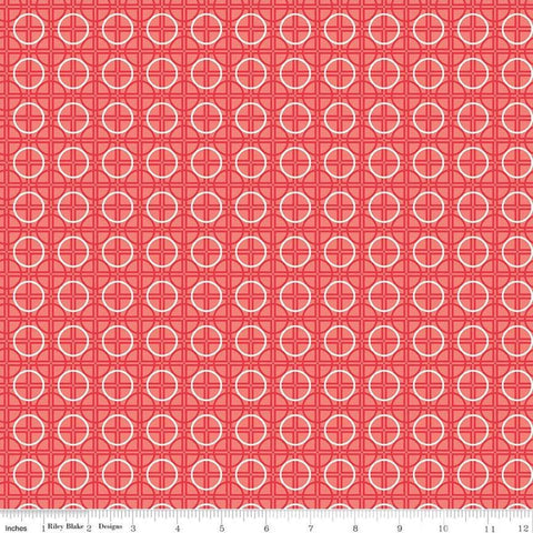Fat Quarter End of Bolt - CLEARANCE Bee Basics Circle C6407 Red by Riley Blake Designs - Geometric - Lori Holt - Quilting Cotton Fabric