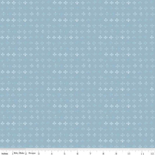 18" End of Bolt - Blue Escape Coastal Plus Sign C14515 Blue by Riley Blake Designs - Geometric - Quilting Cotton Fabric