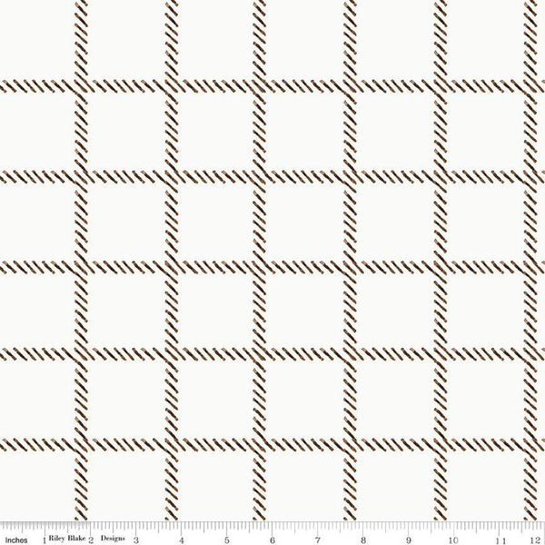 SALE CANVAS She Who Sews Home Decor Windowpane Plaid HD12503 Off White - Riley Blake Designs - J. Wecker Frisch - Lightweight Cotton Canvas