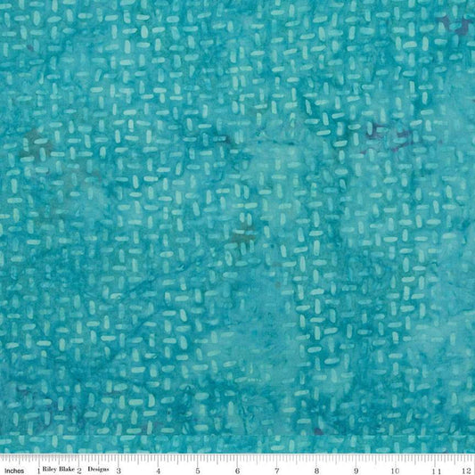 29" End of Bolt - SALE Batiks Expressions That Summer Feelin' BTHH1218 Turquoise - Riley Blake - Hand-Dyed Tjaps Print - Quilting Cotton