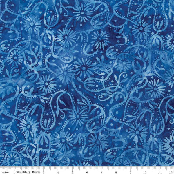 SALE Batiks Expressions That Summer Feelin' BTAP1225 Moody Blues - Riley Blake Designs - Hand-Dyed Tjaps Print - Quilting Cotton