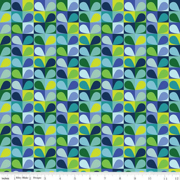 SALE Copacetic Salad C14683 Blueberry by Riley Blake Designs - Leaf Leaves Grid Geometric - Quilting Cotton Fabric