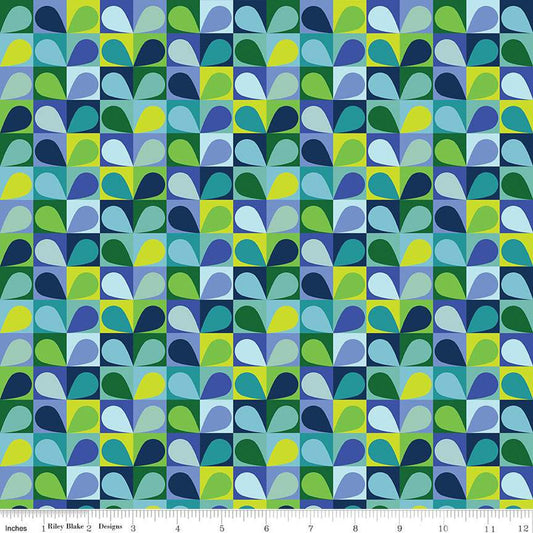 SALE Copacetic Salad C14683 Blueberry by Riley Blake Designs - Leaf Leaves Grid Geometric - Quilting Cotton Fabric