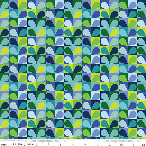 SALE Copacetic Salad C14683 Blueberry by Riley Blake Designs - Leaf Leaves Grid Geometric - Quilting Cotton Fabric