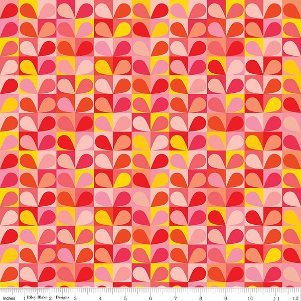 Copacetic Salad C14683 Strawberry by Riley Blake Designs - Leaf Leaves Grid Geometric - Quilting Cotton Fabric