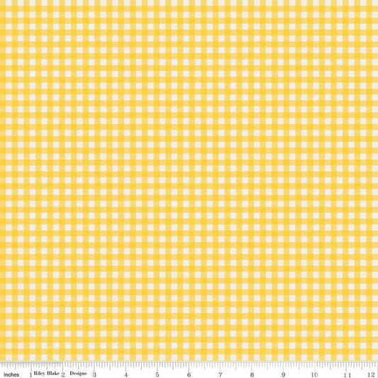 Fat Quarter End of Bolt - SALE Copacetic PRINTED Gingham C14684 Lemon Chiffon - Riley Blake - Check Checkered - Quilting Cotton Fabric