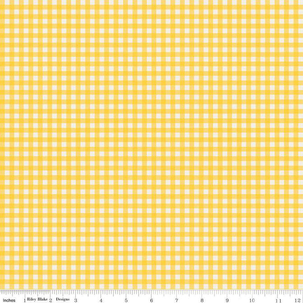 Fat Quarter End of Bolt - SALE Copacetic PRINTED Gingham C14684 Lemon Chiffon by Riley Blake - Check Checkered - Quilting Cotton Fabric