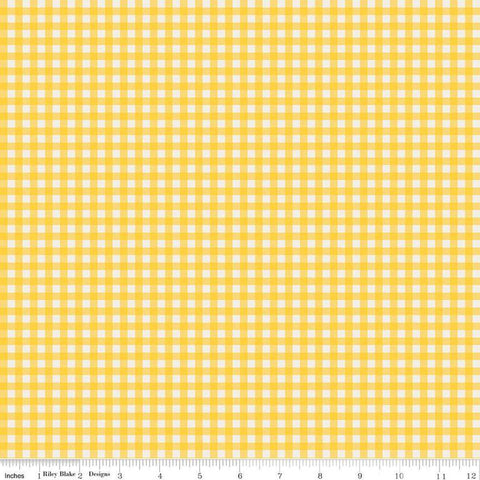Fat Quarter End of Bolt - SALE Copacetic PRINTED Gingham C14684 Lemon Chiffon by Riley Blake - Check Checkered - Quilting Cotton Fabric