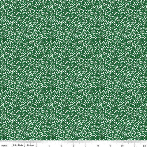 SALE Copacetic Starflower C14685 Forest by Riley Blake Designs - Tiny White Blossoms - Quilting Cotton Fabric