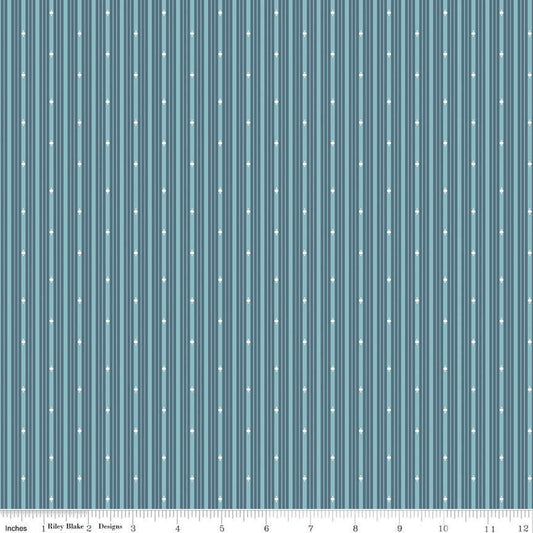 Fat Quarter End of Bolt - Albion Stripes C14598 Blue - Riley Blake Designs - Stripe Striped - Quilting Cotton Fabric