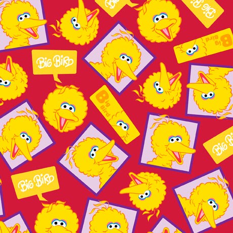 SALE Sesame Street Big Bird Head Toss 27546 Red - by QT Fabrics - Quilting Cotton Fabric
