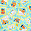 SALE Sesame Street Picture Frame Bert Ernie 27915 Aqua - QT Fabrics - Quilting Cotton Fabric