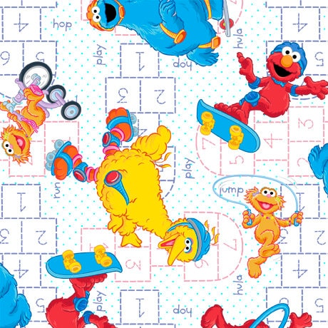 SALE Sesame Street Hopscotch 28548-Z   - by QT Fabrics - Quilting Cotton Fabric