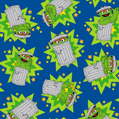SALE Sesame Street Oscar 28551-B - by QT Fabrics - Oscar the Grouch - Quilting Cotton Fabric