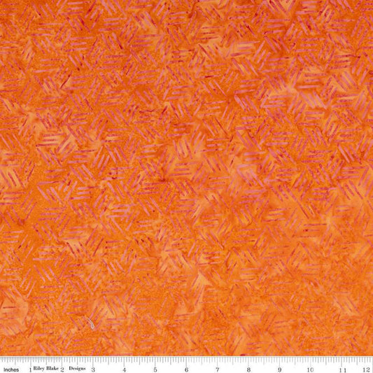 Batiks Expressions Elementals BTHH578 Mandarin - Riley Blake Designs - Hand-Dyed Tjap Print - Quilting Cotton Fabric