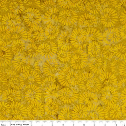 CLEARANCE Batiks Expressions Elementals BTHH559 Saffron - Riley Blake Designs - Hand-Dyed Tjap Print - Quilting Cotton Fabric