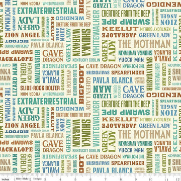 Legends of the National Parks Names C13282 Cream - Riley Blake Designs - Text - Quilting Cotton Fabric