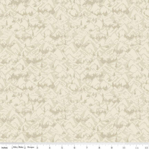 SALE Legends of the National Parks Mountains C13284 Cream - Riley Blake Designs - Tone-on-Tone Mountains Trees - Quilting Cotton Fabric