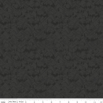 Legends of the National Parks Mountains Charcoal Black Tone-on-Tone Nature Fabric C13284 - Riley Blake Quilting Cotton Fabric