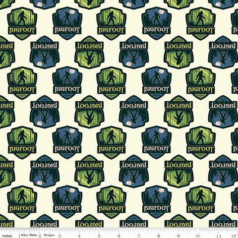 Legends of the National Parks Bigfoot Shields CD15062 Cream - Riley Blake Designs - DIGITALLY PRINTED - Quilting Cotton
