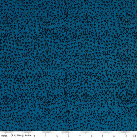 CLEARANCE 31" End of Bolt - Batiks Expressions Elementals BTHH535 Azure - Riley Blake - Hand-Dyed Tjap Print - Quilting Cotton Fabric