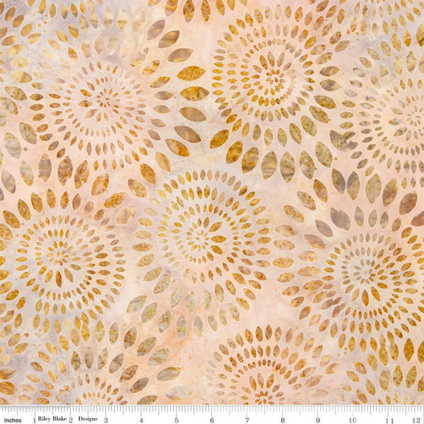 CLEARANCE Batiks Expressions Dahlias BT23011 Coffee Cream - Riley Blake Designs - Hand-Dyed Tjap Print - Quilting Cotton Fabric