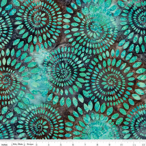 Batiks Expressions Dahlias BT23010 Caribbean Shale - Riley Blake Designs - Hand-Dyed Tjaps Print - Quilting Cotton