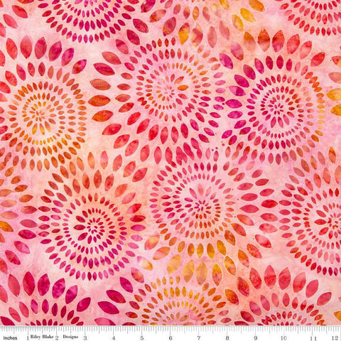 SALE Batiks Expressions Dahlias BT23010 Mai Tai - Riley Blake Designs - Hand-Dyed Tjap Print - Quilting Cotton Fabric