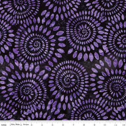 SALE Batiks Expressions Dahlias BT23010 Grape Coal - Riley Blake Designs - Hand-Dyed Tjap Print - Quilting Cotton Fabric
