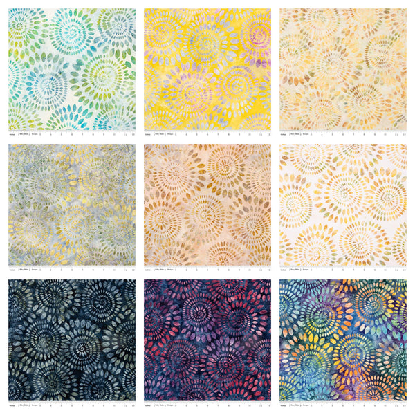 SALE Batiks Expressions Dahlias Fat Quarter Bundle 18 pieces - Riley Blake Designs - Pre Cut Precut - Hand-Dyed - Quilting Cotton Fabric