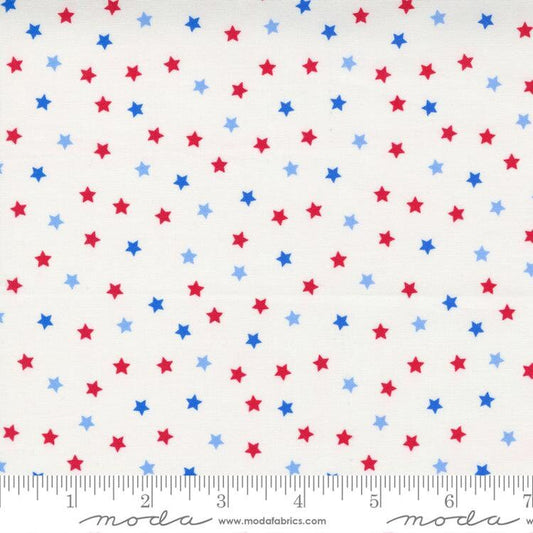 30" End of Bolt - Holiday Americana Multi Stars 20765 White - Moda Fabrics - Patriotic - Quilting Cotton Fabric