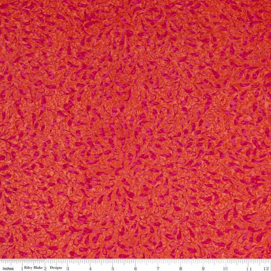 CLEARANCE Batiks Expressions Elementals BTHH505 Papaya - Riley Blake Designs - Hand-Dyed Tjap Print - Quilting Cotton Fabric