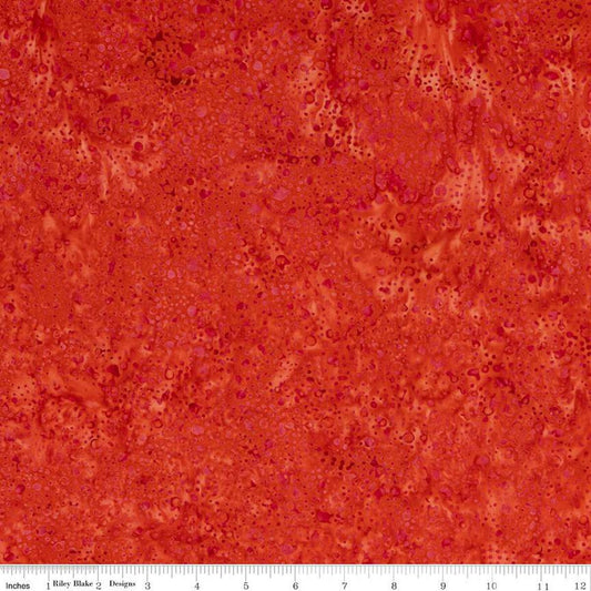 CLEARANCE Batiks Expressions Elementals BTHH503 Paprika - Riley Blake Designs - Hand-Dyed Tjap Print - Quilting Cotton Fabric
