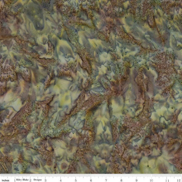 SALE Batiks Expressions Hand-Dyes BTHH249 Green Brown Multi  - Riley Blake Designs - Hand-Dyed Print - Quilting Cotton Fabric