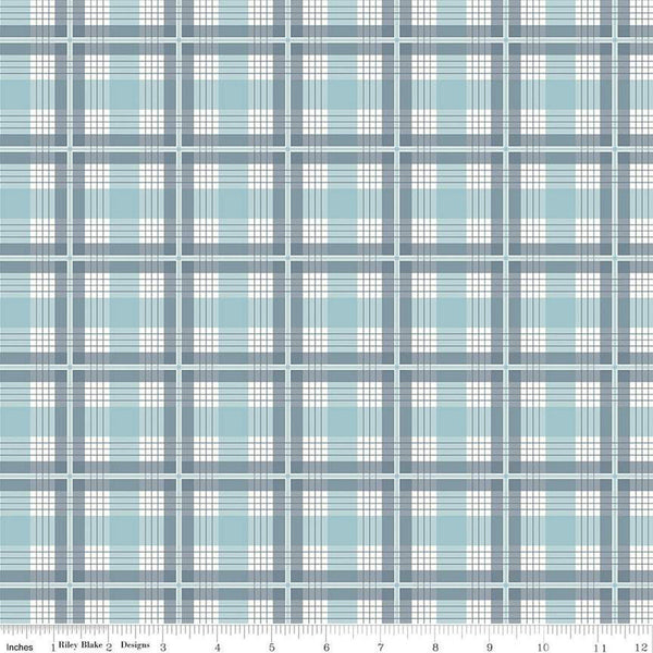 SALE Albion Plaid C14593 Blue - Riley Blake Designs - Blue/Cream Plaid - Quilting Cotton Fabric