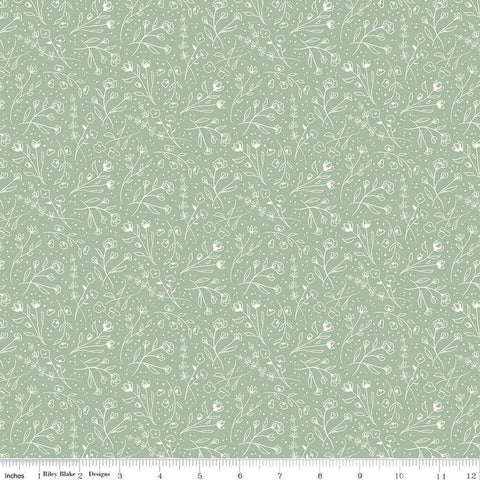 SALE Albion Wildflowers C14594 Sage by Riley Blake Designs - Floral Flowers - Quilting Cotton Fabric
