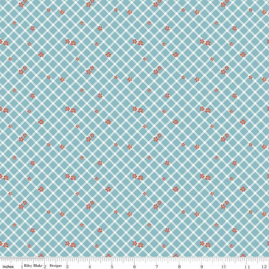 SALE Albion Floral Plaid C14596 Dream - Riley Blake Designs - Flowers Diagonal Lattice - Quilting Cotton Fabric