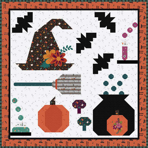 SALE Little Witch Sampler Mini Quilt Pattern P177 by Jennifer Long - Riley Blake - INSTRUCTIONS Only - Piecing Halloween Raw-Edge Applique
