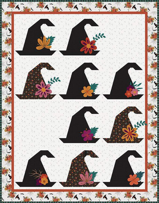 Witch's Hat Quilt Pattern P177 - Jennifer Long - Riley Blake - INSTRUCTIONS Only - Piecing Halloween Raw-Edge Applique