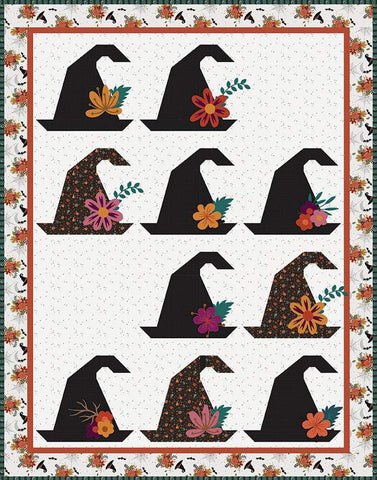 SALE Witch's Hat Quilt Pattern P177 by Jennifer Long - Riley Blake - INSTRUCTIONS Only - Piecing Halloween Raw-Edge Applique