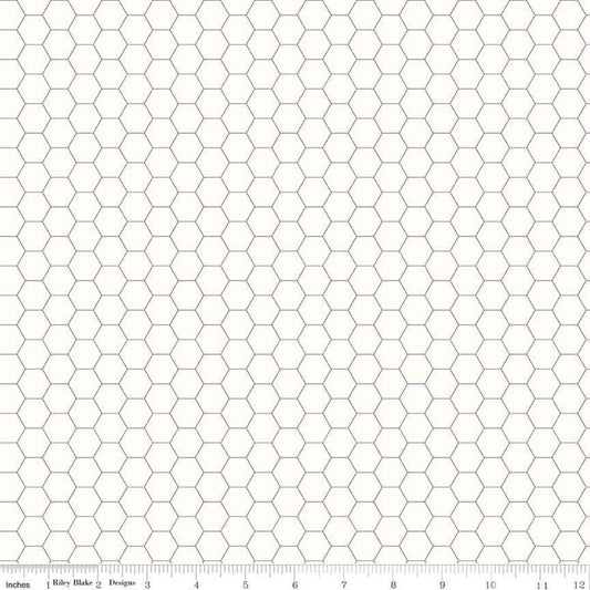 Bee Backgrounds Honeycomb C6387 Gray - Riley Blake Designs - Geometric Hexagons - Quilting Cotton Fabric