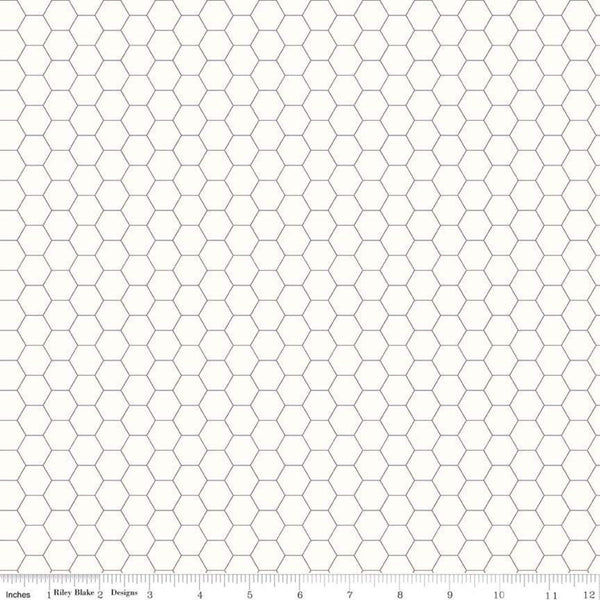 SALE Bee Backgrounds Honeycomb C6387 Gray - Riley Blake Designs - Geometric Hexagons - Lori Holt - Quilting Cotton Fabric