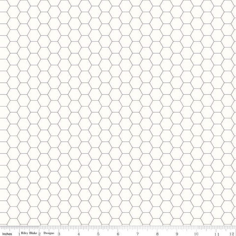 SALE Bee Backgrounds Honeycomb C6387 Gray - Riley Blake Designs - Geometric Hexagons - Lori Holt - Quilting Cotton Fabric