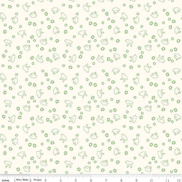 3 yard Cut - SALE Bee Backings and Borders WIDE BACK Chick WB6423 Green - Riley Blake - 107/108" Wide - Lori Holt - Quilting Cotton Fabric